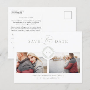Trend Initials Chic Ornament Sophisticated Wedding Announcement Postcard