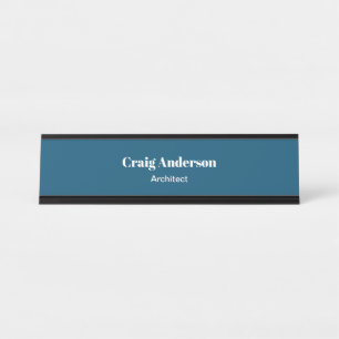 Trend Professional Plain Modern Elegant Ocean Blue Desk Name Plate