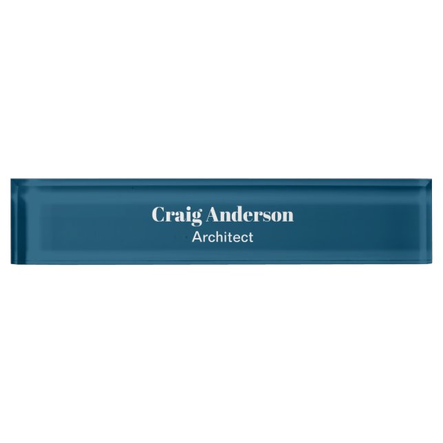 Trend Professional Plain Modern Elegant Ocean Blue Nameplate (Front)
