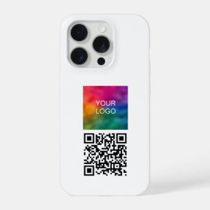 Trend QR Code Upload Logo Template Elegant White iPhone 15 Pro Case