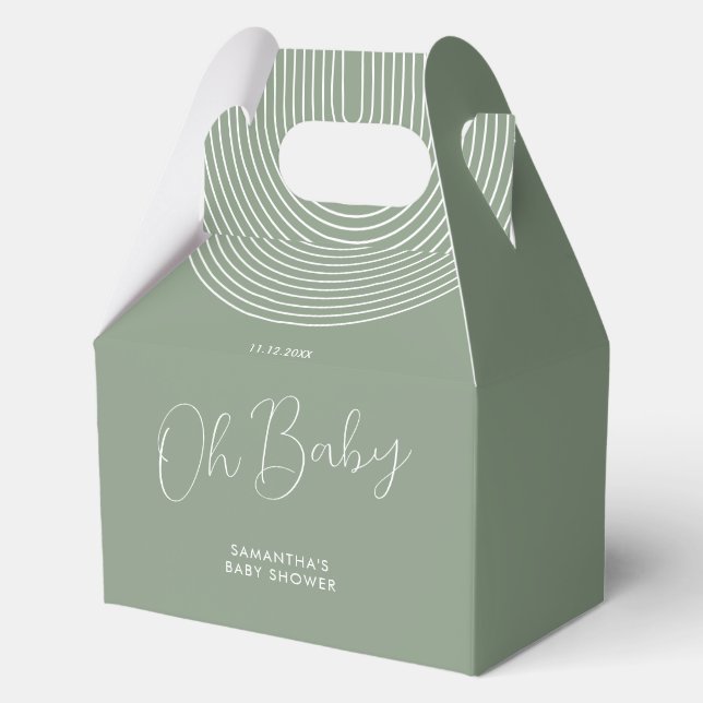 Trend Sage Green Baby Shower Script Favour Box (Front)