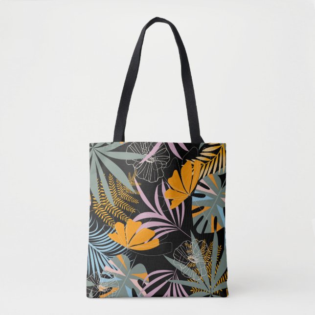 Trend seamless tropical pattern with bright leaves tote bag (Front)