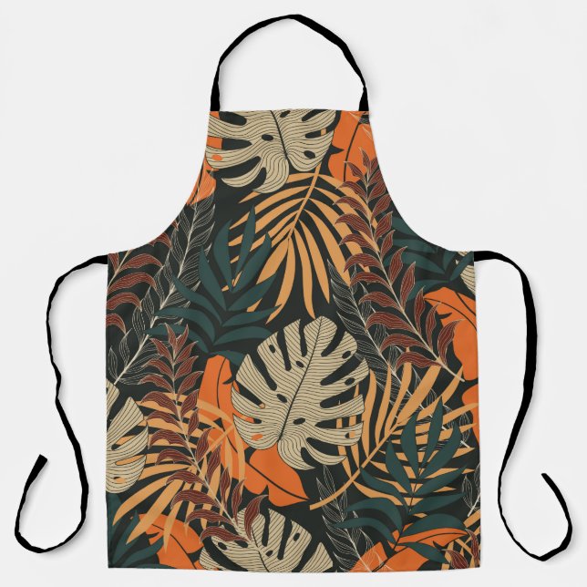 Trend seamless tropical pattern with bright orange apron (Front)