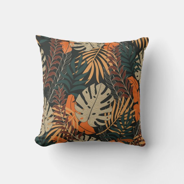 Trend seamless tropical pattern with bright orange cushion (Front)