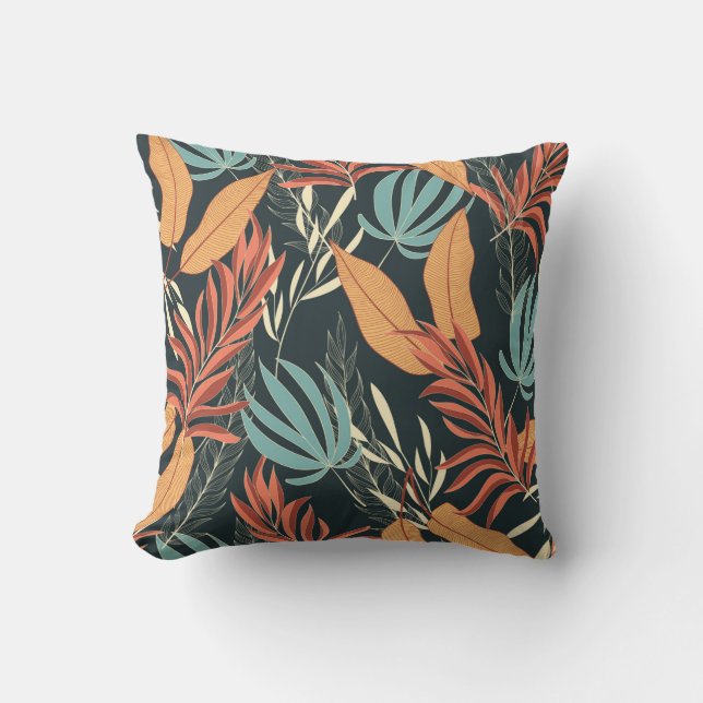 Trend seamless tropical pattern with bright yellow cushion (Front)