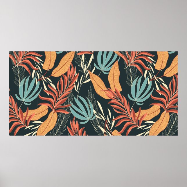 Trend seamless tropical pattern with bright yellow poster (Front)