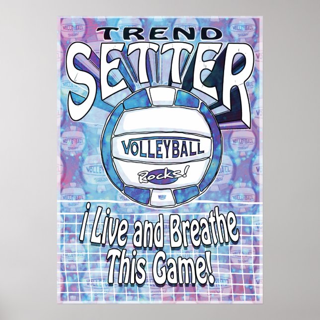 Trend Setter Blue Volleyball Poster (Front)