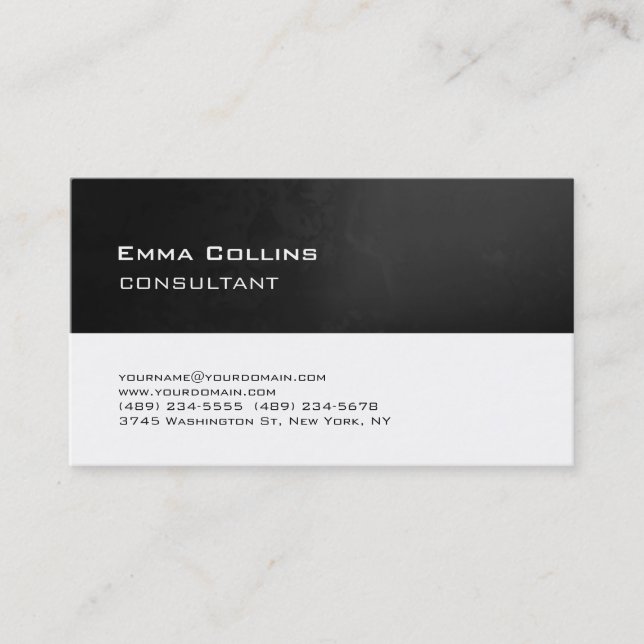 Trend Stylish Modern Black Grey White Consultant Business Card (Front)