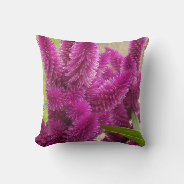Trend Throw Pillow With Picture Of Celosia Flower (Front)