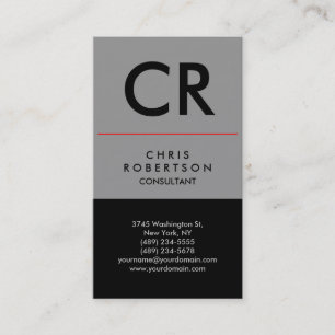 Trend Vertical Grey Black Consultant Business Card