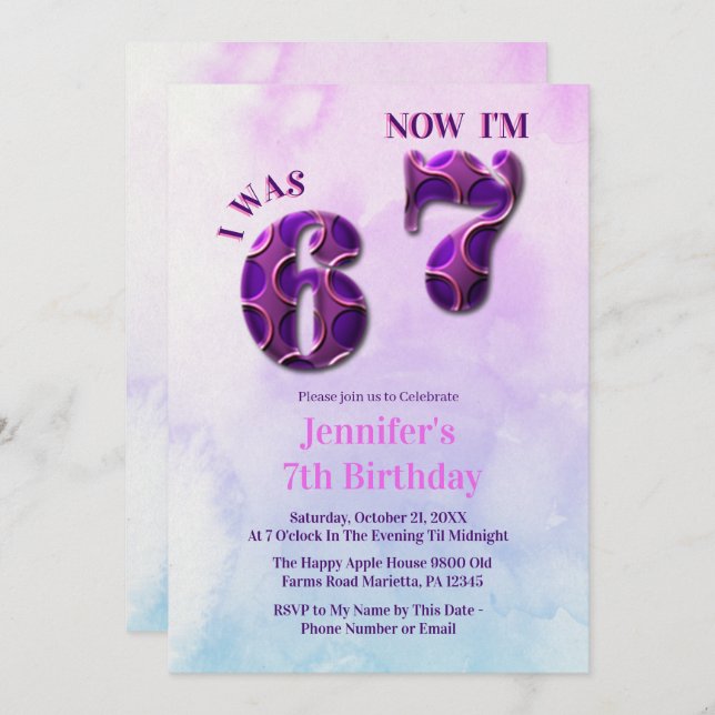 Trending 6 7 Meme  Six Seven Girl Birthday  Invitation (Front/Back)