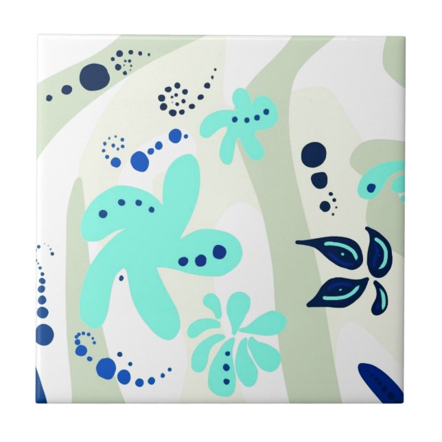 Trending abstract Pattern light colour floral blob Ceramic Tile (Front)