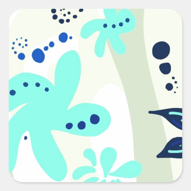 Trending abstract Pattern light colour floral blob Square Sticker (Front)