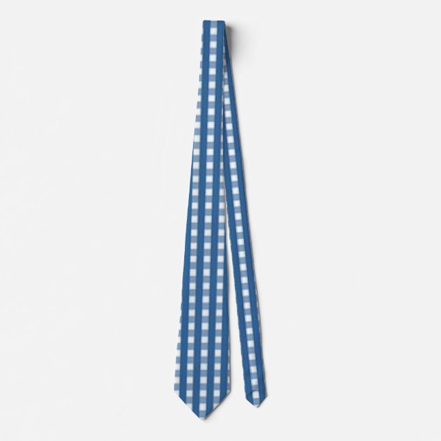 "Trending Blue and White Gingham Check" Neck Tie (Front)