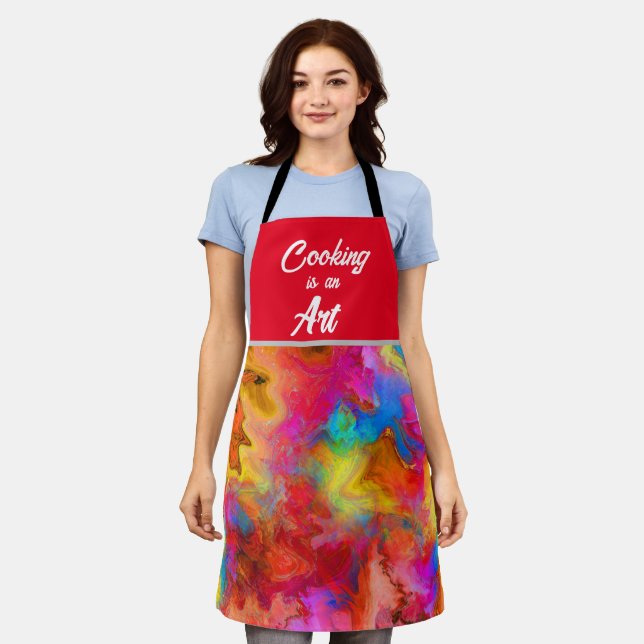 TRENDING COOKING IS AN ART RAINBOW  APRON (Worn)