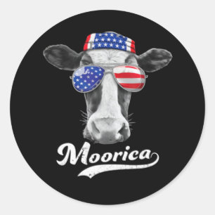 Trending Cow 4Th Of July Moorica Classic Round Sticker