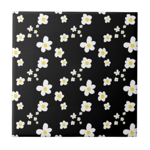 Trending daisy pattern black yellow white, modern tile