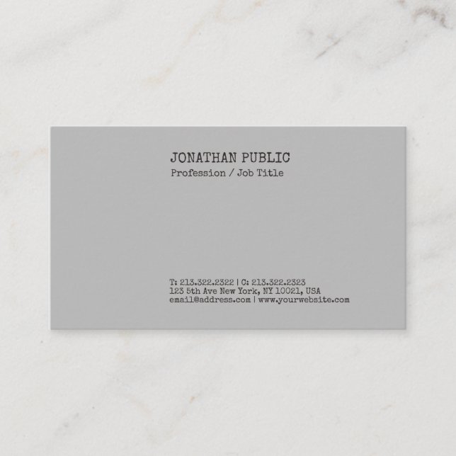 Trending Elegant Creative Nostalgy Grey Plain Business Card (Front)
