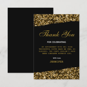 Trending Gold Glitter Sparkles Retirement Party Thank You Card