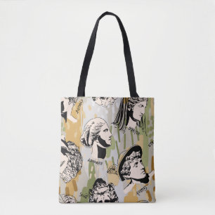 Trending Greek Gods Art Portrait Seamless Pattern. Tote Bag