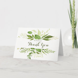Trending Green Wreath & Laurels Wedding Thank You Card