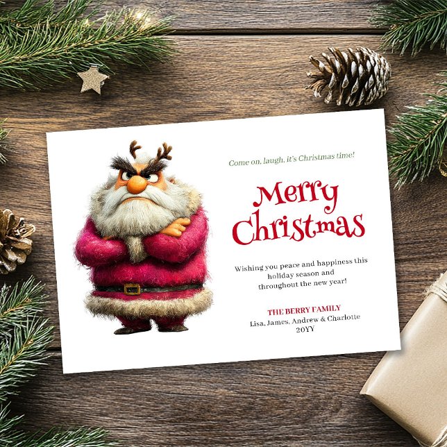 Trending grumpy Santa editable festive greeting Holiday Card (Trending grumpy Santa editable festive greeting)