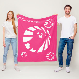 Trending Halloween Cute Pink and White Ghost Fleece Blanket
