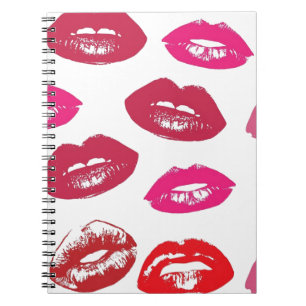 Trending Kisses pattern luscious pink lips mwah! Notebook