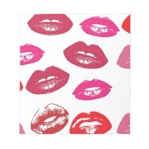 Trending Kisses pattern luscious pink lips mwah! Notepad