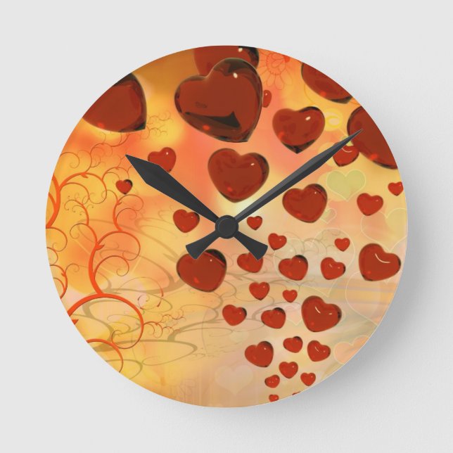 Trending love hearts, accessories. Valentines day Round Clock (Front)
