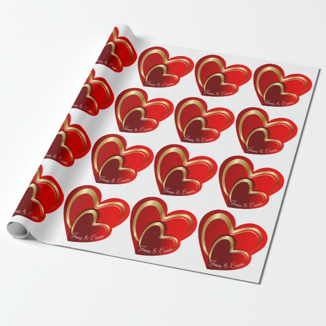 Trending Love Loading Red Hearts Personalised Gift Wrapping Paper (Unrolled)