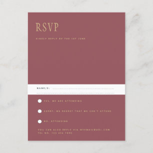 Trending Modern Dusty Rose Pink Gold Wedding RSVP Postcard