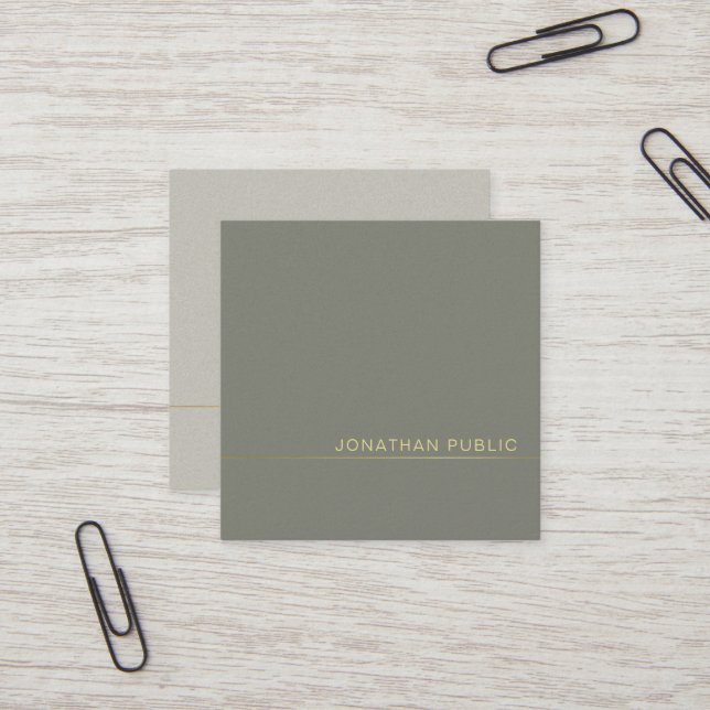 Trending Modern Elegant Green Pearl Finish Luxury Square Business Card (Front/Back In Situ)