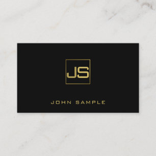 Trending Modern Monogram Stylish Black Gold Business Card