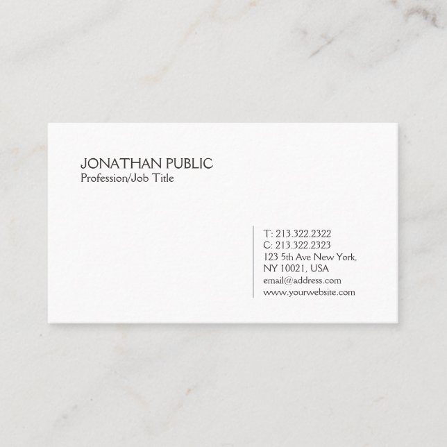 Trending Modern Stylish White Simple Plain Business Card (Front)
