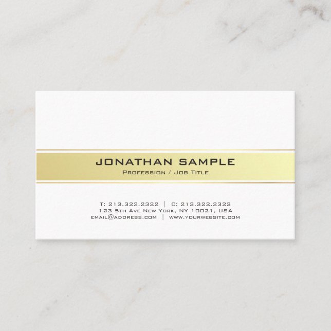 Trending Modern White and Gold Professional Matte Business Card (Front)