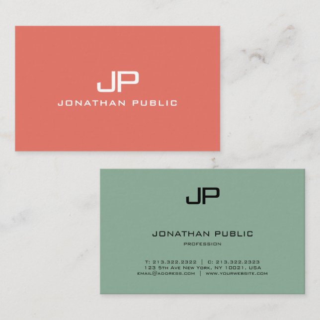 Trending Monogram Modern Elegant Colours Template Business Card (Front/Back)