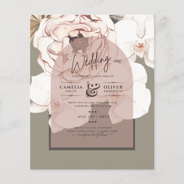 Trending MOSS BLUSH WEDDING Sage Dusty Pink Flyer (Front)