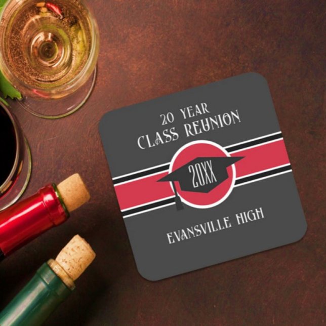 Trending! New class reunion party  Square Paper Coaster (Creator Uploaded)