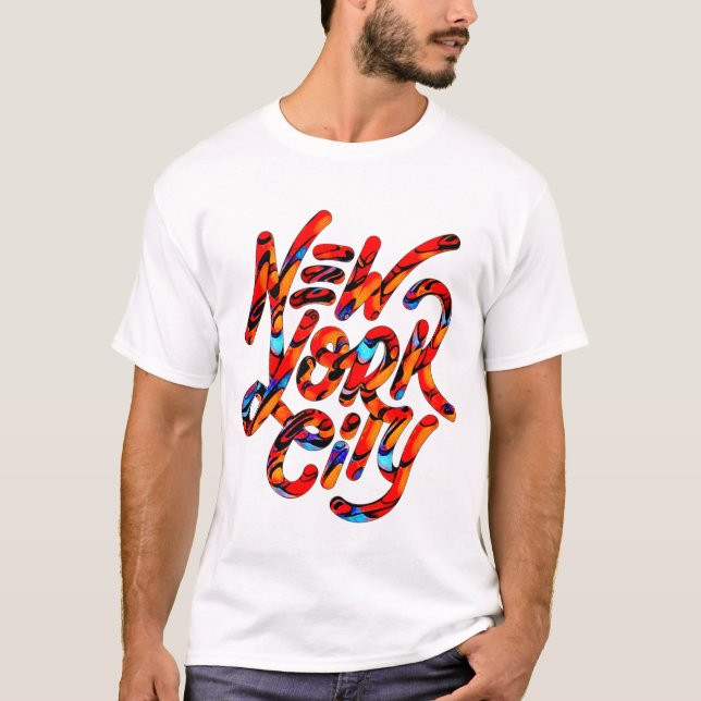 Trending New York City Logo in Summer Colours  T-Shirt (Front)