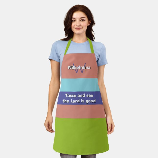 Trending Personalised TASTE AND SEE Christian Apron (Worn)
