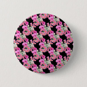 Trending Pink black floral pattern accessories 6 Cm Round Badge