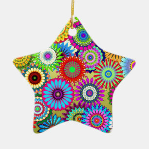 Trending Psychadelic Flower Power Print Accessory Ceramic Tree Decoration