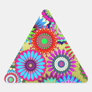 Trending Psychadelic Flower Power Print Accessory Triangle Sticker