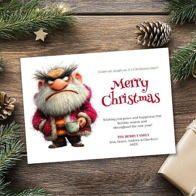 Trending quirky Claus editable Christmas greeting Holiday Card (Trending quirky Claus editable Christmas greeting)