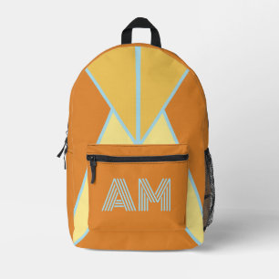 Trending Retro Geometric Burnt Orange Monogram Printed Backpack