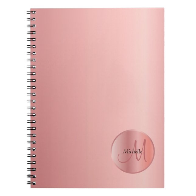 Trending Rose Gold Elegant Monogram Template Notebook (Front)