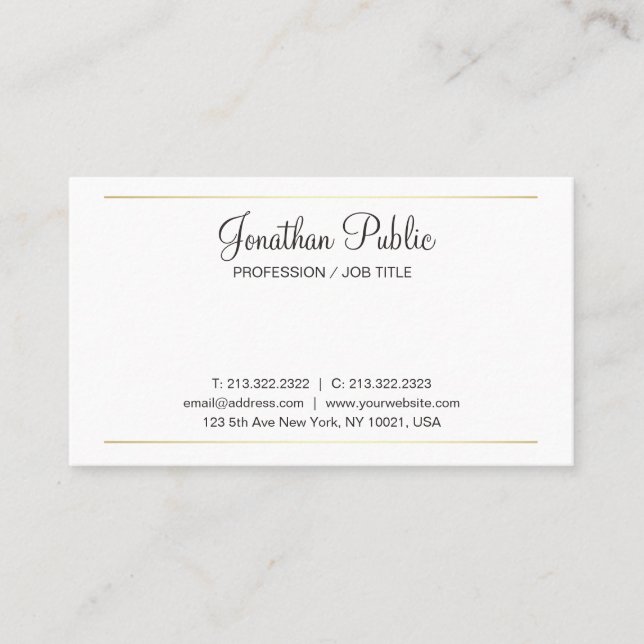 Trending Simple Plain Elegant White Design Modern Business Card (Front)