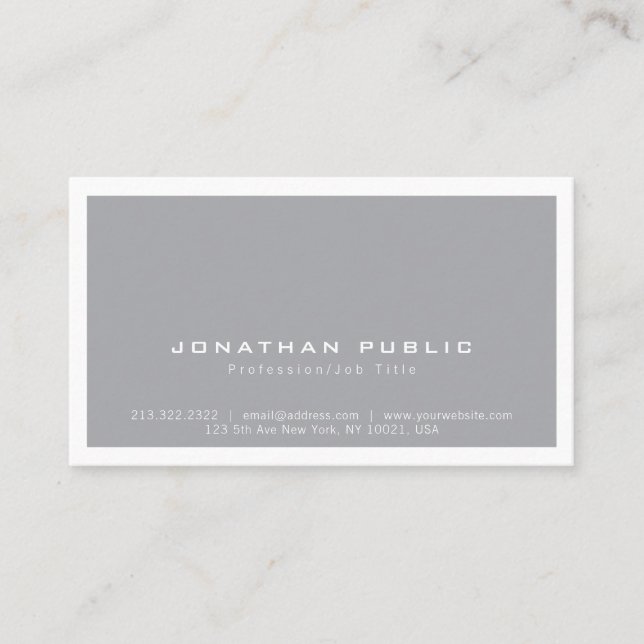 Trending Stylish Modern Minimalist Grey Plain Business Card (Front)