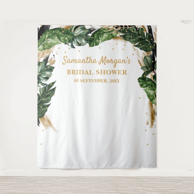 Trending Summer tropical leaves bridal shower Tapestry (Front)
